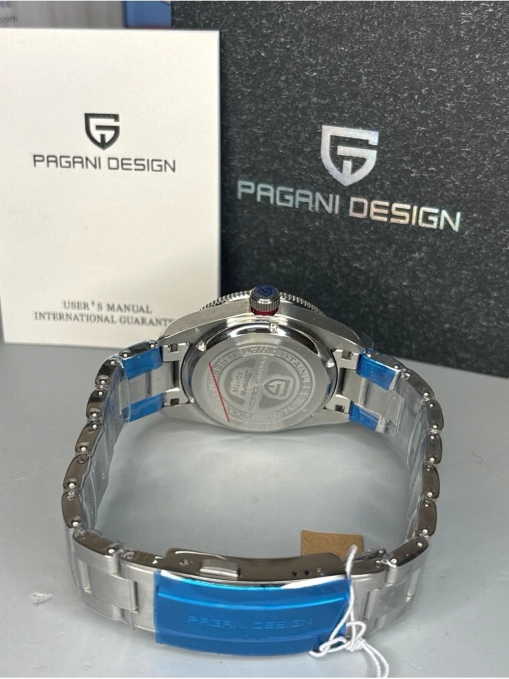 PAGANI DESIGN Black and Blue GMT Automatic Men's Stainless Steel Watch 41mm
